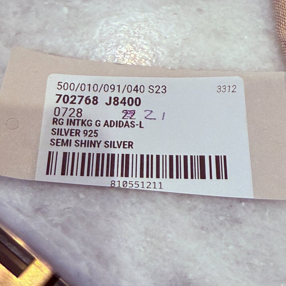 GUCCI X Adidas 702768 Engraved Ring Silver Ag925 GG Logo Size 21 (US 10) - Picture 3 of 13